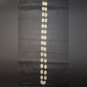 Vintage Crown Trifari Greek Key Link Necklace.  White Enamel 36”.